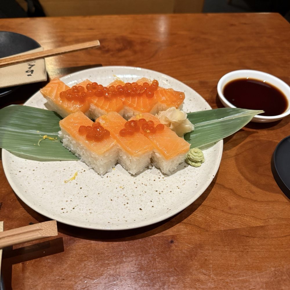 Raku - Salmon oshizushi - Japanese Near Me - New York, New York Raku - Salmon oshizushi - Japanese Near Me - New York, New York