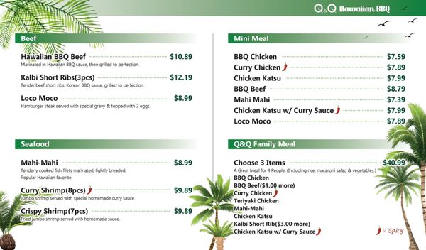 Menu photo 7 Q and Q Hawaiian BBQ Palmdale, CA Menu photo 7 Q and Q Hawaiian BBQ Palmdale, CA