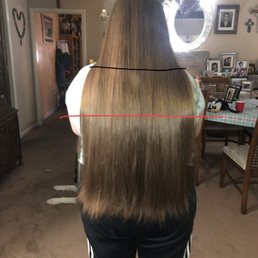 Red line is where I asked for it cut Black line is where she decided to cut Paid $90 to have my hair butchered Red line is where I asked for it cut Black line is where she decided to cut Paid $90 to have my hair butchered