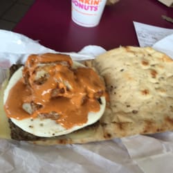 Dunkin' - Turkey sausage, egg, white cheddar n hash browns with chipotle