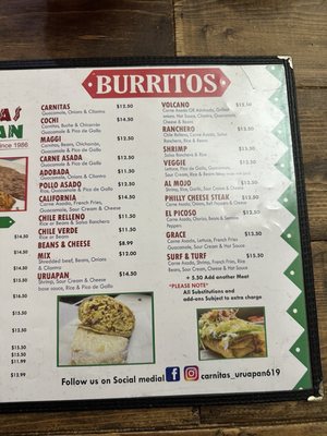 Menu photo 3 Carnitas Uruapan San Diego, CA