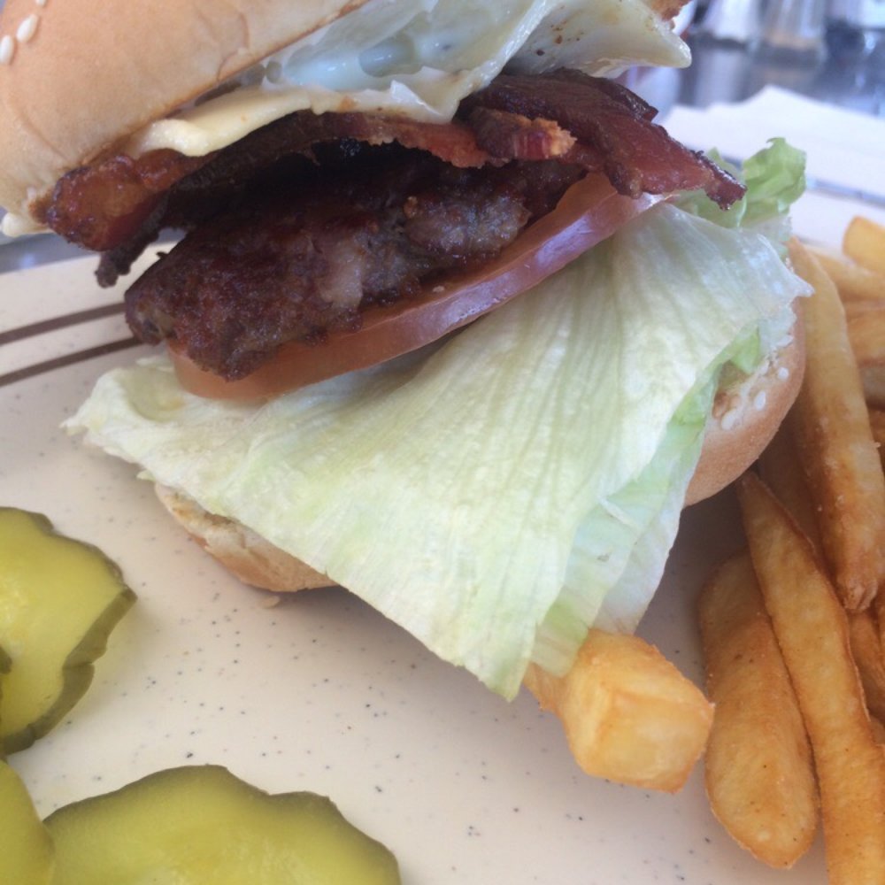 101 Cafe - 50/50 burger with bacon on it - American Near Me - Oceanside, California 101 Cafe - 50/50 burger with bacon on it - American Near Me - Oceanside, California