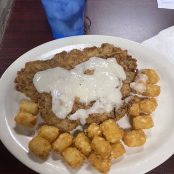 Trinity Cafe - Chicken fried steak, tater tots. Chicken strips with fried okra. - Cafes Near Me - Trinity, Texas
