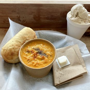 The Chocolate Moose - Carrot ginger soup, vegan vanilla malt Butterfinger blizz - Ice Cream & Frozen Yogurt Near Me - Bloomington, Indiana