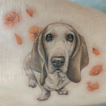 Paw Tattoo - Elwood and poppies - Tattoo Near Me - San Mateo, California