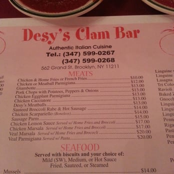 Desy's Clam Bar - Paper place mats. - Seafood Near Me - Brooklyn, New York