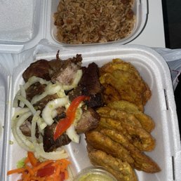Griot with Plantains and rice Griot with Plantains and rice