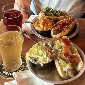 Red Hot - 2 ciders, the Whole Lotta Rosie (chicken) and two vegan dogs: The Goodfella and The Kommisar. Cole slaw and Mac n cheese as sides. - Hot Dogs Near Me - Tacoma, Washington
