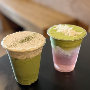 Danzzan - $8 BLACK SESAME MATCHA LATTE: wow! The black sesame foam flavor was AMAZING! Followed by the matcha. Excellent drink! - Cafes Near Me - Rowland Heights, California