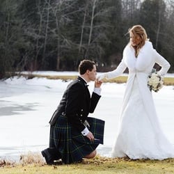 Noah Brown Sewing - An example of a vision brought to life. Custom sewn bridal coat with fur collar and hand beaded belt.