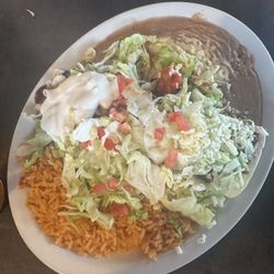 La Bamba Restaurant and Cantina - Burrito supreme lunch special . Shredded chicken- delicious !