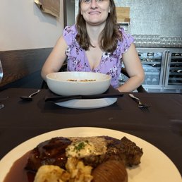 dryer age steak, King crab mac & cheese! my beautiful wife