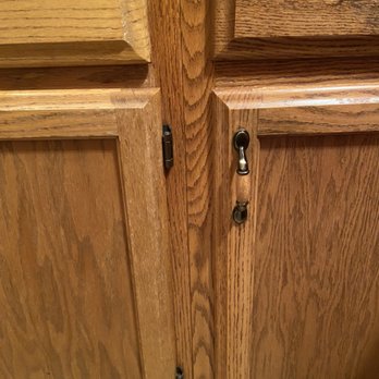 OBryan Handyman Service - Cabinet restoration. Left door before, right door after. - Handyman Near Me OBryan Handyman Service - Cabinet restoration. Left door before, right door after. - Handyman Near Me