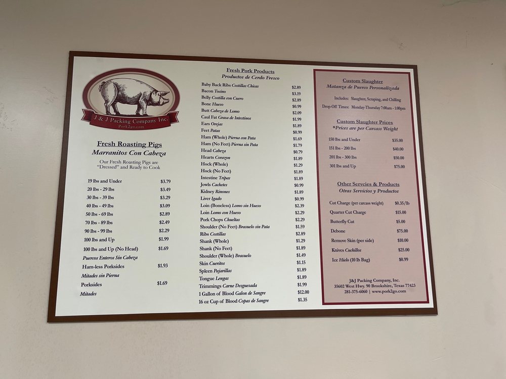 J & J PACKING COMPANY Updated September 2024 35602 W Hwy 90