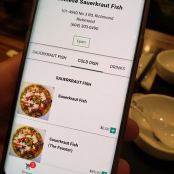 Chinese Sauerkraut Fish - Menu comes up on phone - Chinese Near Me - Richmond, British Columbia