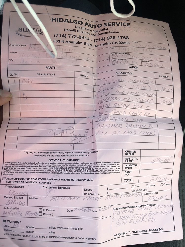 HIDALGO AUTO SERVICE Updated 2024 14 Photos & 19 Reviews 833 N