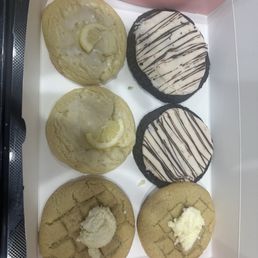 Chocolate covered strawberry, lemon glazed and waffle cookies.