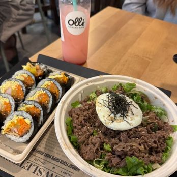 Olle Korean Eats - OG Kimbap, Bulgogi Deopbap and strawberry yogurt drink - Korean Near Me - Nashville, Tennessee