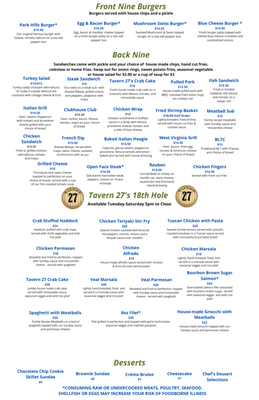Menu photo 1 Tavern 27 Altoona, PA