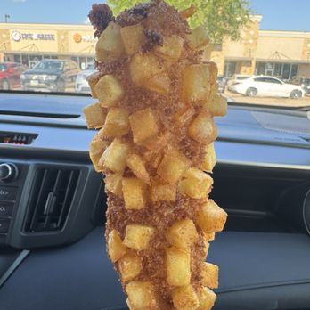 Mochinut - Potato Corn Dog w/ Half Cheese/Half Sausage - Donuts Near Me - College Station, Texas Mochinut - Potato Corn Dog w/ Half Cheese/Half Sausage - Donuts Near Me - College Station, Texas