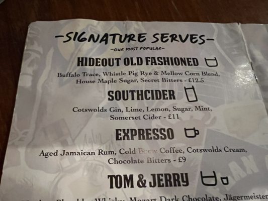Menu photo 4 The Hideout , Menu photo 4 The Hideout ,