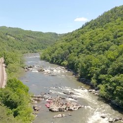 Pillow Rock rapid on the French Broad River.