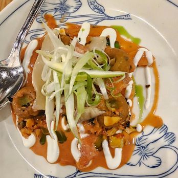 Giant - Gulf shrimp in lobster sauce with fermented rice and masa. - New American Near Me - Chicago, Illinois Giant - Gulf shrimp in lobster sauce with fermented rice and masa. - New American Near Me - Chicago, Illinois
