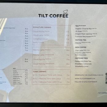 Tilt Coffee - Menu - Coffee & Tea Near Me - Los Angeles, California Tilt Coffee - Menu - Coffee & Tea Near Me - Los Angeles, California