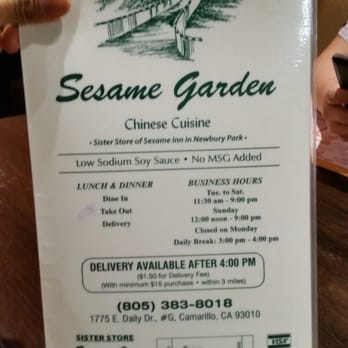 Sesame Garden - Menu. No msg!! Believe it? - Szechuan Near Me - Camarillo, California