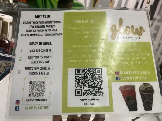 Menu photo 2 Glow Nutrition Greensboro, NC