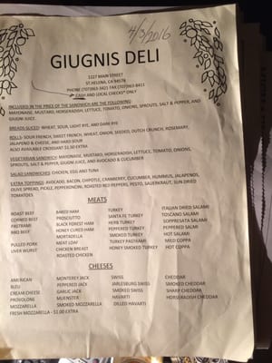 Menu photo 5 W J Giugni Grocery St Helena, CA Menu photo 5 W J Giugni Grocery St Helena, CA