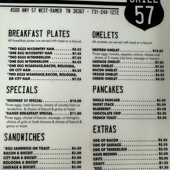 GRILL 57 - Menu - Breakfast & Brunch Near Me - Ramer, Tennessee GRILL 57 - Menu - Breakfast & Brunch Near Me - Ramer, Tennessee