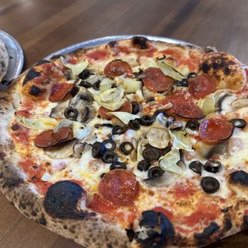I Tre Mori - Forgot the name but it was good. Pepperoni, olives and artichokes - Pizza Near Me - Indianapolis, Indiana
