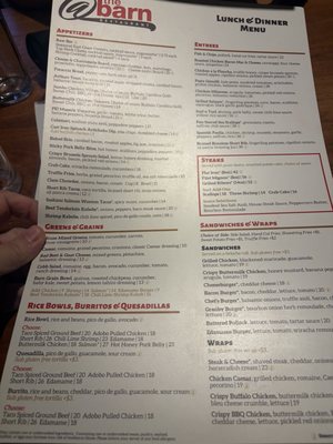 Menu photo 1 @ the barn restaurant Granby, CT Menu photo 1 @ the barn restaurant Granby, CT