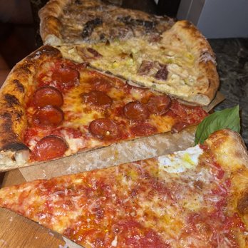 Miami Slice - Cheese, pepperoni. Mushroom, leek and bacon - Pizza Near Me - Miami, Florida Miami Slice - Cheese, pepperoni. Mushroom, leek and bacon - Pizza Near Me - Miami, Florida