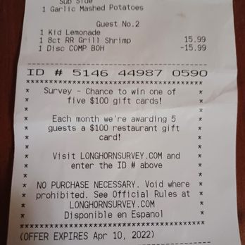 LongHorn Steakhouse - Corrected check - Steakhouses Near Me - Madison, Tennessee LongHorn Steakhouse - Corrected check - Steakhouses Near Me - Madison, Tennessee