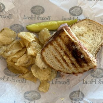 Cesaroni's Cafe and Deli - Ham and Cheese panini sandwich with chips - Coffee & Tea Near Me - Woodstock, Illinois