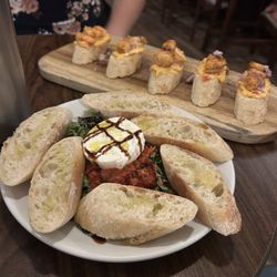 Wine & Tapas Bar - Burrata and shrimp bruschetta