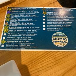 Beer menu Beer menu