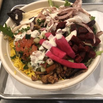 SAJJ Mediterranean - Chicken bowl with half rice and half salad - Mediterranean Near Me - Mountain View, California SAJJ Mediterranean - Chicken bowl with half rice and half salad - Mediterranean Near Me - Mountain View, California