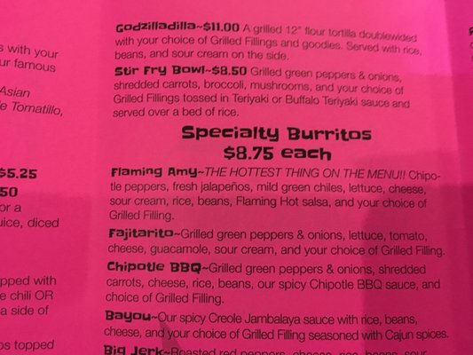 Menu photo 8 Flaming Amy's Burrito Barn Wilmington, NC Menu photo 8 Flaming Amy's Burrito Barn Wilmington, NC