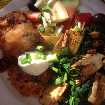 Rainbow Restaurant - Sweet potato pancakes with spinach and tofu - Breakfast & Brunch Near Me - Fort Collins, Colorado Rainbow Restaurant - Sweet potato pancakes with spinach and tofu - Breakfast & Brunch Near Me - Fort Collins, Colorado