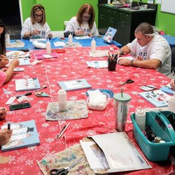 Blue Moxie Art - Getting our art on at a corporate party