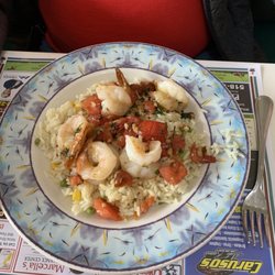 Bellevue Cafe - Shrimp Scampi Over Rice