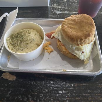 Se7enBites - Farmers breakfast sandwich with chive grits - Coffee & Tea Near Me - Orlando, Florida Se7enBites - Farmers breakfast sandwich with chive grits - Coffee & Tea Near Me - Orlando, Florida
