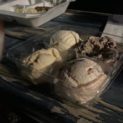 Jays Specialty Ice Cream - Clockwise from top: Peaches and Cream, Oreo Delight, Red Wave, and What A Hunk