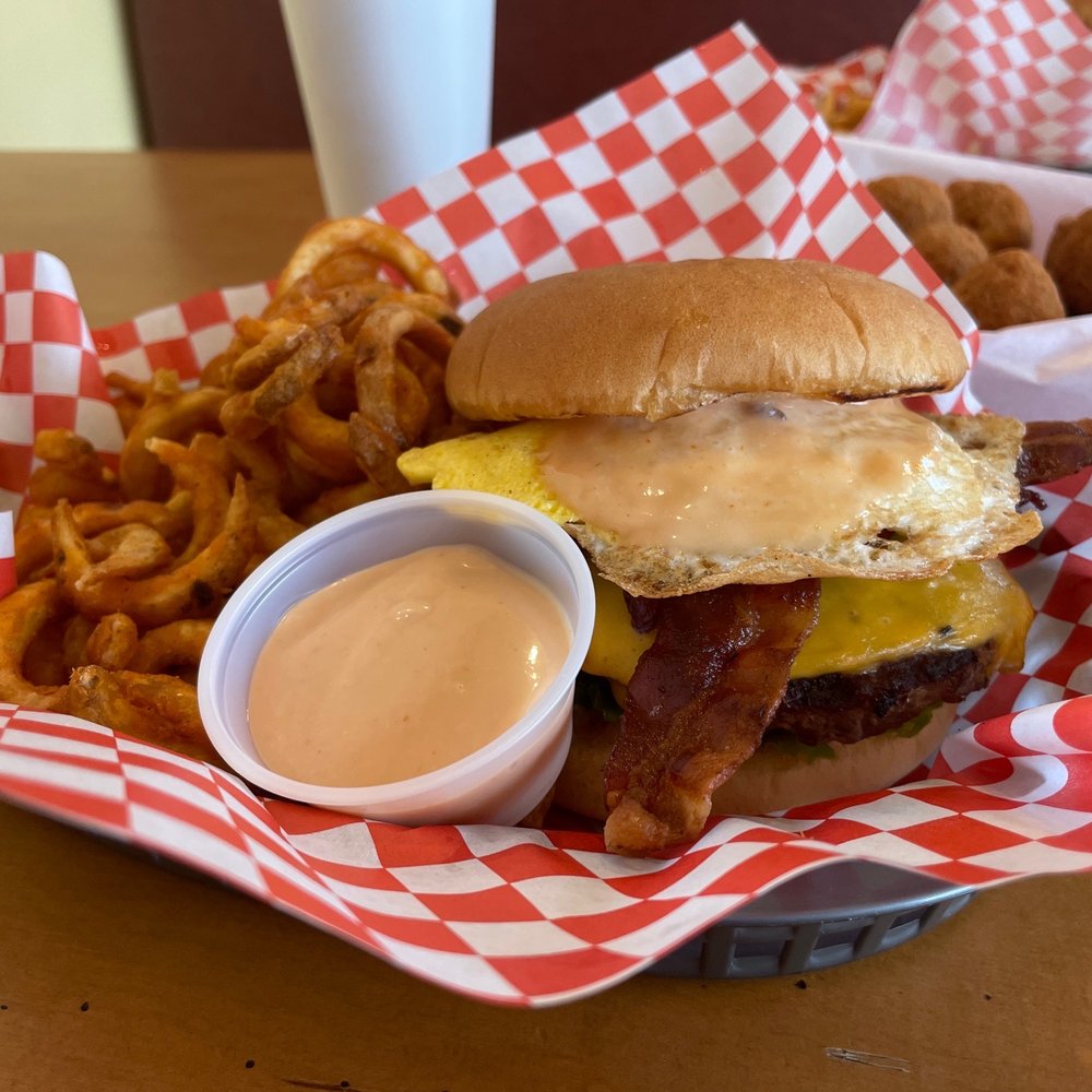 Pickle Time - Sunshine burger with curley fries - Burgers Near Me - Duvall, Washington Pickle Time - Sunshine burger with curley fries - Burgers Near Me - Duvall, Washington