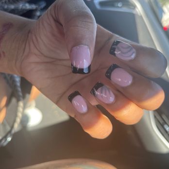 Touch Nails - Black French with design - Nail Salons Near Me - Hapeville, Georgia Touch Nails - Black French with design - Nail Salons Near Me - Hapeville, Georgia