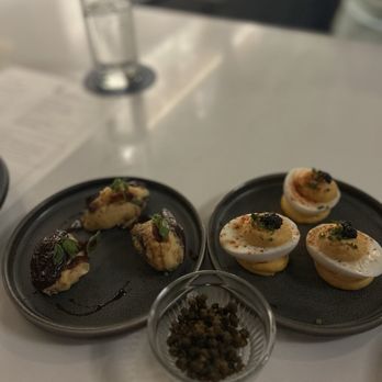 Copper Vine Inn - CAJUN CAVIAR DEVILED EGGS with crispy capers on the side for me and IBERICO CHORIZO FILLED DATES - Wine Bars Near Me - New Orleans, Louisiana Copper Vine Inn - CAJUN CAVIAR DEVILED EGGS with crispy capers on the side for me and IBERICO CHORIZO FILLED DATES - Wine Bars Near Me - New Orleans, Louisiana