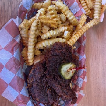 Hattie B's Hot Chicken- Atlanta West Midtown - Chicken tenders in shut the cluck up heat level - Southern Near Me - Atlanta, Georgia